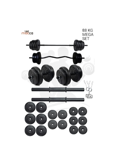 88 Kg Z-Barlı MEGASET Halter Seti Ve Dambıl Seti ,Ağırlık  Seti, Fitnes