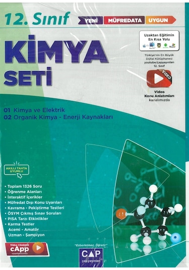 2022 12.Sınıf Anadolu Lisesi Kimya Seti- Çap Yayınları