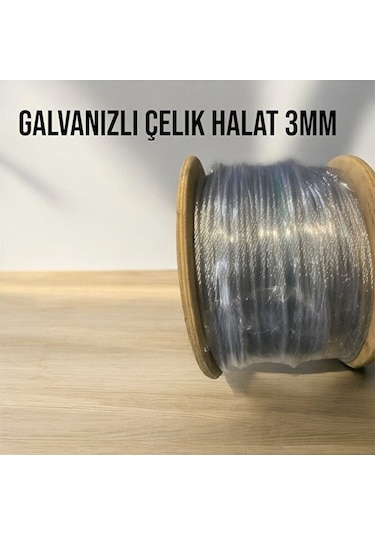 3mm Galvaniz Çelik Halat 155 Metre