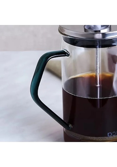 Borosilikat Cam French Press - Cool Green Renk, 600 Ml Açık Mavi