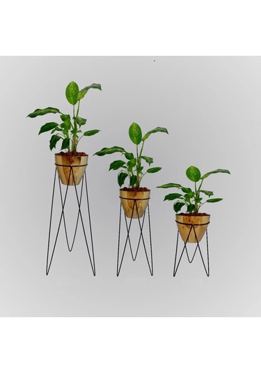 Metal Çiçeklik. Ayaklı Iskandinav Saksı Tutucu 3 ‘Lü Set Wd-255