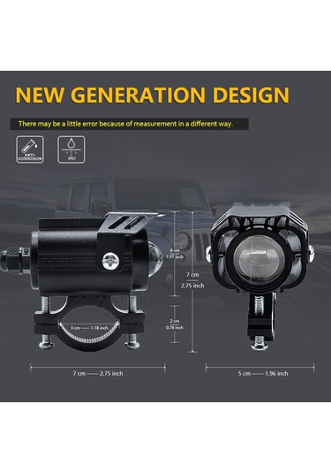 Yaozixa Motorsiklet Spot Lambası Çift Seti 60w 9-80v Zes-3570 Led 4 Işık Modu Beyaz/sarı/karışık/flash 200m Menzil Siyah