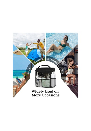 Yunboo Siyah Duş Sepeti, Taşınabilir Pvc Ağı + Oxford Kumaş Banyo Organizer, Hızlı Kuruyan Spor/gezinme Çantası, 48x27x18cm Siyah