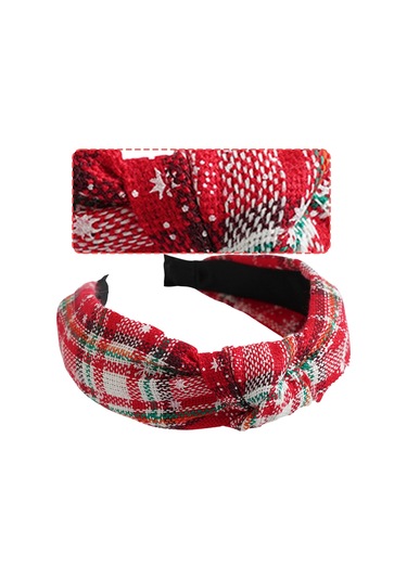 Noel Düğümlü Kafa Bandı Kar Tanesi Ekose Saç Halkası Kafa Bandı Saç Aksesuarları Çok  Renkli