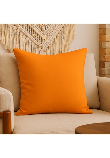 Turuncu Duck Kumaş Kırlent Kılıfı Su Geçirmez, Fermuarlı, Dekoratif Yastık 45 x 45