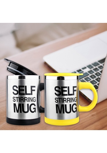 Konesam 400ml Çift Katlı Paslanmaz Çelik Otomatik Kahve Karıştırıcı Bardak - Elektrikli Kişisel İçecek Karıştırıcı, Sıcak/soğuk İçecekler İçin Ev/ofis Hediyelik Bardak Kırmızı