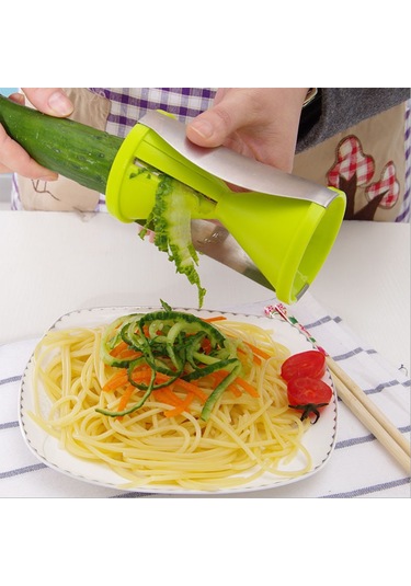 Hombey Yeşil Çift Büyüklük Seçenekli Sebze Spiral Makinesi - El Tipi, Taşınabilir, Güvenli Ve Kolay Temizlenir Mutfak Aleti Diğer