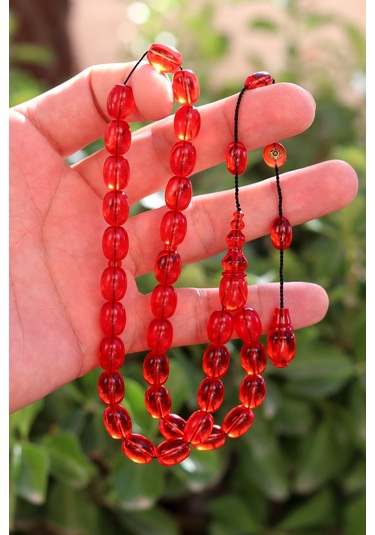 Koyu Kırmızı Arpa Kesim Özel Sistem Ateş Kehribar Tesbih 201024765