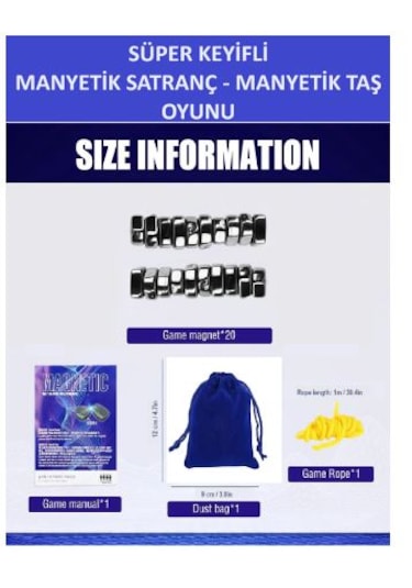 Süper Keyifli Manyetik Satranç-20 Taşlı Manyetik Güçlü Taş Oyunu