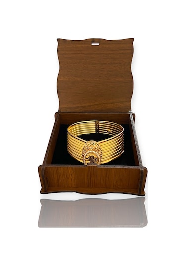 Bydevli Tuğralı Hasır Altın Kelepçe-bbyd850 Sarı Altın