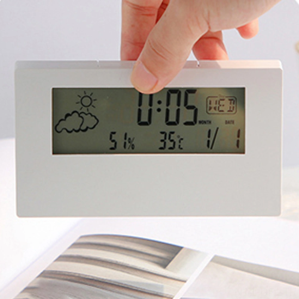 Dofolink Beyaz Şeffaf Lcd Dijital Alarm Saat - Zaman, Tarih, Hafta Günü, Sicaklık Ve Nem Gösterici - Işıklandırılmış Ekran - 9 Dakika Snooze Fonksiyonu