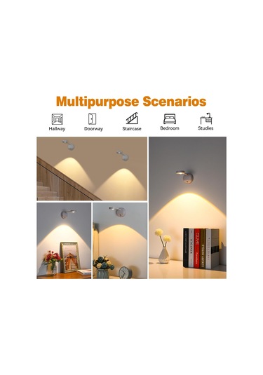 Hombey Dünya İçi Şarjlı Led Spot Işık, Akıllı İnsan Algılama, 3 Renk Seçeneği, 3m Algılama Mesafesi, 25 Saniye Aydınlatma Süresi Beyaz