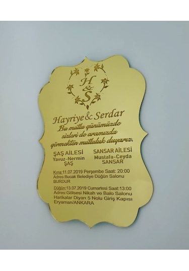 Hdrlazerdizayn Aynalı Pleksi Davetiye