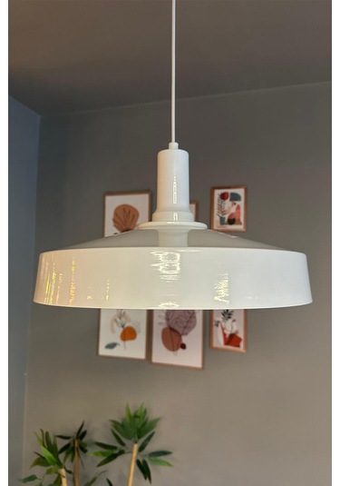 Açe Beyaz Tekli Beyaz Fener Başlık Avize Retro Sarkıt Ofis Showroom Salon Mutfak Avizeleri Beyaz