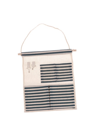 Suntek Pamuk Keten Kapı Duvar Asılı Saklama Çantası Ev Düzenleyici 4 Cepli Mavi Çok Renkli