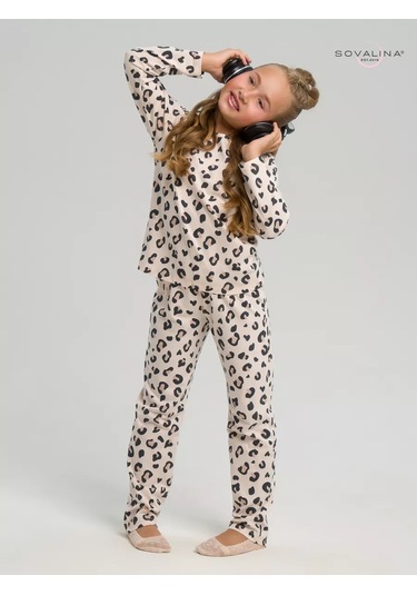 Sovalina Çocuk Pijama Takımı, Pantolonlu Ve Uzun Kollu Pamuklu 249970130 Tozlu Pembe