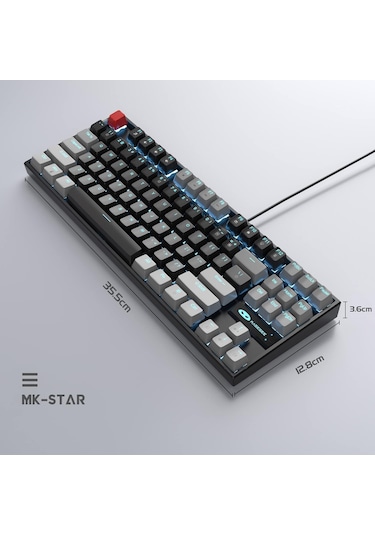 Magegee Mk-star 87 Tuş Red Switch Gri-siyah Kablolu Türkçe Q Mekanik Gaming Klavye
