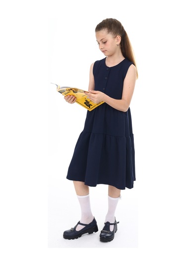 Toontoy Kız Çocuk Okul Elbise Lacivert