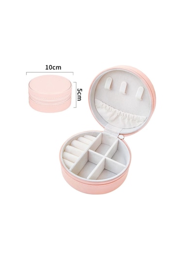 Chavin Pembe Deri Seyahat Yüzük Küpe Kolye Takı Kutusu St1-68pm Pembe