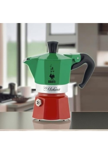 - Moka Express Italia: 1 Cup Ocak Üstü Espresso Pişirici - 40ml - Karma Renk - Alüminyum Gövde - Patentli Güvenlik Valfi - Tüm Ocak Türleri İçin Uygundur İndüksiyon Hariç
