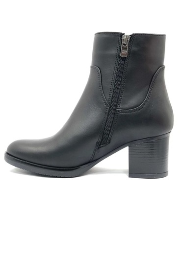 Greyder 32031 5k Siyah Hakiki Deri Kalın Topuklu 6cm Kadın Ankle Bot Siyah