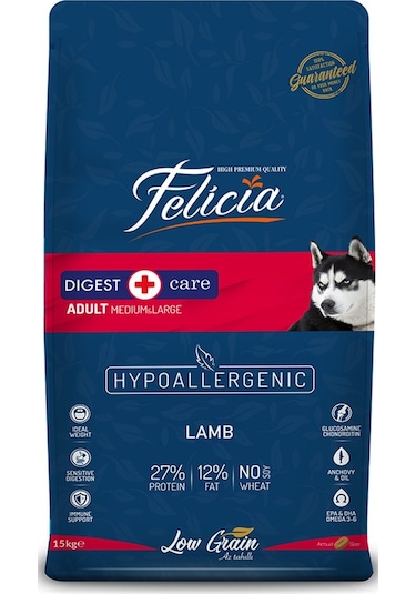 Felicia Aztahıllı Kuzulu M/L Breed Hypoallergenic Yetişkin Köpek Maması 15 KG