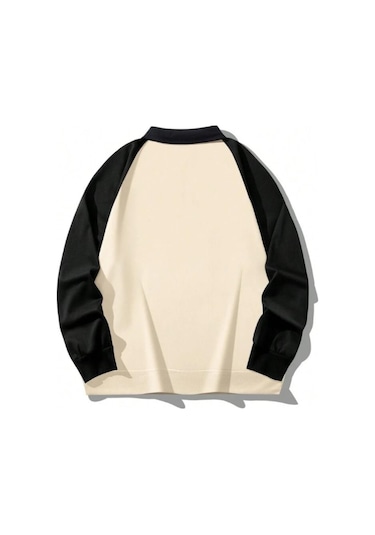 Unisex Ny Baskılı Oversize Polo Yaka Fermuarlı Sweatshirt 001