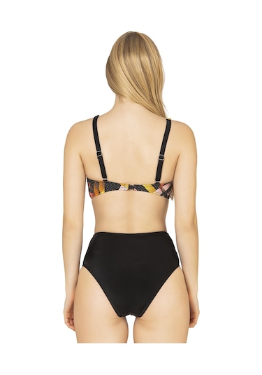 Endeep Kadın Çapraz Detaylı Toparlayıcı Yüksek Bel Bikini Takımı Siyah