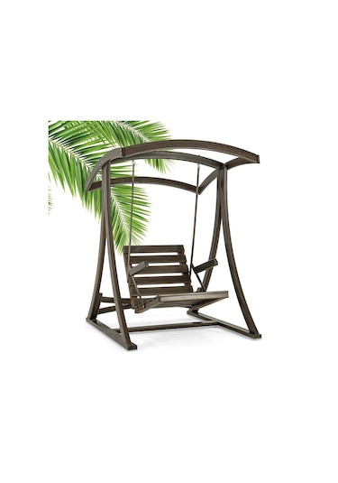 Teras Tekli Ladin Ahşap Salıncak Dış Mekan Bahçe, Teras Salıncağı -krem Krem