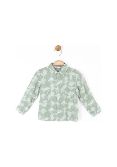 Nk Kids Erkek Bebek Palmiye Baskılı Gömlek-13964 Mint