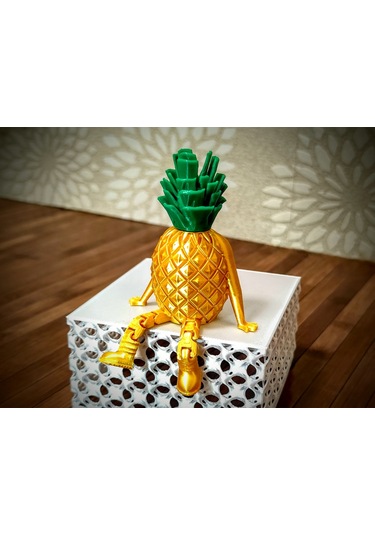 Tropikal Ananas Figürlü Sarkan Bacaklı Raf Süsü Dekoratif Masa Biblosu