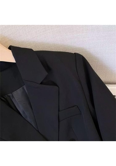 Kadın Blazer Ol Tarzı İşe Gidip Gevşek Düz Renk Kruvaze Uzun Kollu Yaka Çentik Yaka Cepler Resmi İş Ceket Pembe