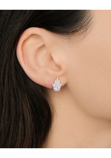 Lekka Design Kadın Kararmaz Çelik Lüks Zirkon Taşlı Fatma Ana Eli Küpe