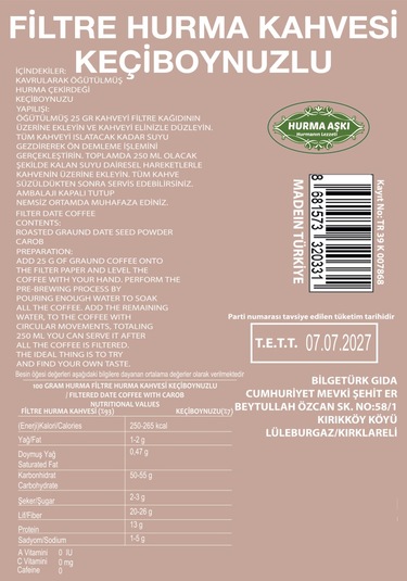 Hurma Aşkı Filtre Hurma Kahvesi Keçiboynuzlu 3 x 200 G
