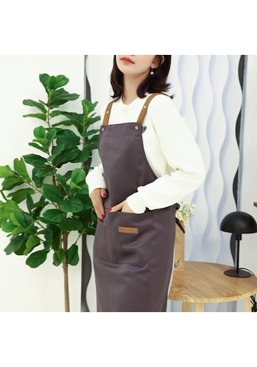 Gri Cep Ayarlanabilir Askı Tasarımlı Mutfak Önlüğü Su Geçirmez Kirlenme Önleyici Temizlik Önlüğü Pişirme Önlük Mutfak Malzemeleri