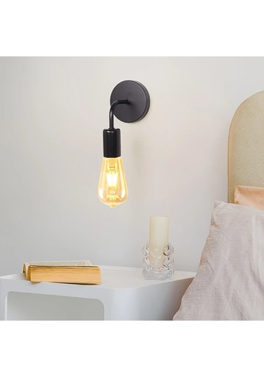 Dashanshop 2 Adet Modern Nordic E27 Avize Duvar Lambası Salon Yatak Oda Koridor Giriş Dekoru Siyah