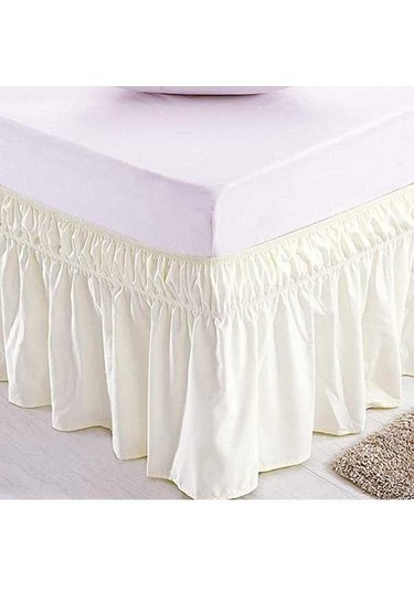 Novahub Bej 4 Boyut 14 İnç Damla Elastik Fırfır Yatak Etekleri 80x60inch 200x150cm Bej