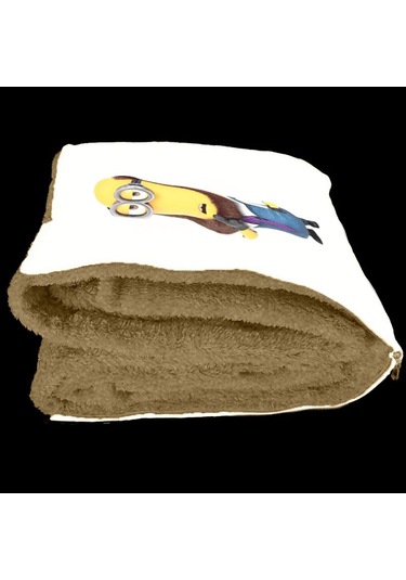 Minyonlar Desenli Opsiyonel Battaniyeli Hediye Yastık 38x38cm Hediye Paketi-Hediye Paketi