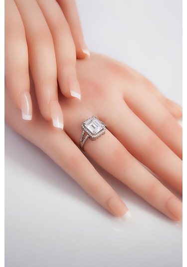 925 Ayar Gümüş Rodyumlu Zirkon Taşlı Bayan Yüzük -7970