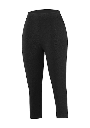 Yıldız Bayan Büyük Beden Likralı Diz Altı Kapri Tayt Siyah 3656 001