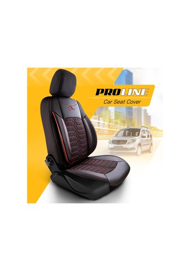 Panda Proline Serisi Jakar Kumaş Ticari Oto Koltuk Kılıfı Siyah - Kırmızı