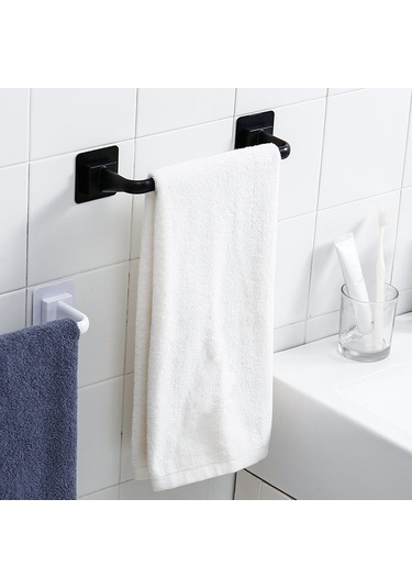 Honmex Küçük Siyah 2630 Deliksiz Duvar Kurulu Mutfak Banyo Havlu Mendil Tencere Kapak Depolama Rafı Diğer