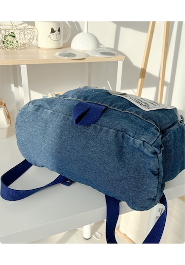 Neevoyu Yumuşak Denim Malzeme İle Büyük Kapasiteli Yıldız Desenli Sırt Çantası - Gradyan Siyah