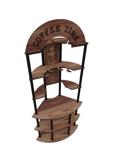 Ristretto Kahve Köşesi Rafı Ceviz Ceviz