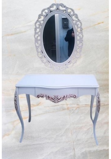 Dresuar Model 90522 Vintage Oymalı Bombe Kapak Kayın Lükens Ayak Beyaz El Yapım Beyaz