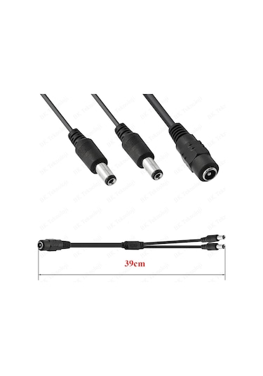 Dc Güç 5.5x2.1mm 1 Dişi-2 Erkek Jack Kablo Çoklayıcı