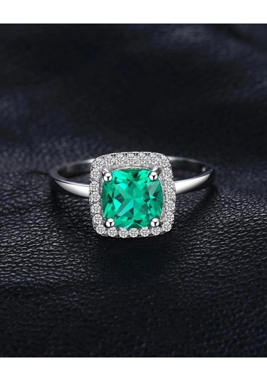 Brezza Lusso Jewelry Zümrüt Taşlı Diamond Tektaş Kare Kadın Gümüş Yüzük 13