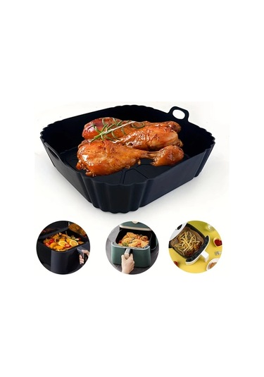 Maxaccess 3 Adet Katlanır Hava Fritözü Silikon Sepeti, Yapışmaz Pişirme Tepsisi, Isıya Dayanıklı İç Kap