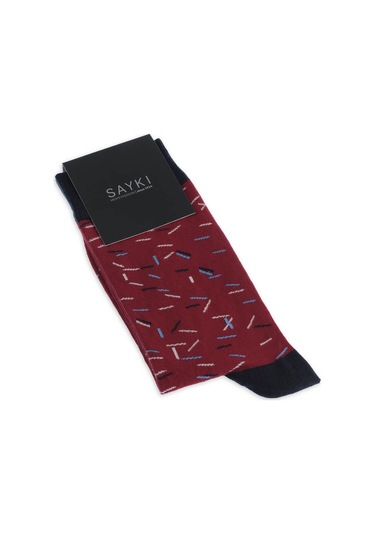 Kırmızı Desenli Pamuklu Soket Çorap 33663 Model5