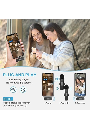 Skycıty İki Mikrofonlu Kablosuz Kollar İçin Canlı Yayın Mikrofonu, Ios Uyumlu